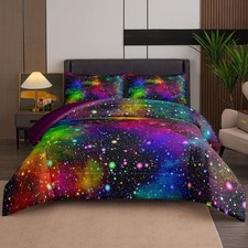 Juego de edredón Tailor Shop Galaxy colorido espacio exterior arco iris juego de cama completo...