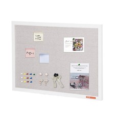 30x20in Wall-Mountable Cork Bulletin Board Featuring Linen Surface, White