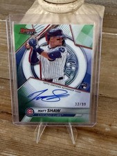 Matt Shaw 2025 Bowman's Best - Best of 2025 Auto Green Refractor /99 Cubs RC