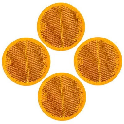 4 x Reflektor Orange rund Ø55 klebend Anhänger Rückstrahler Seitenstrahler gelb