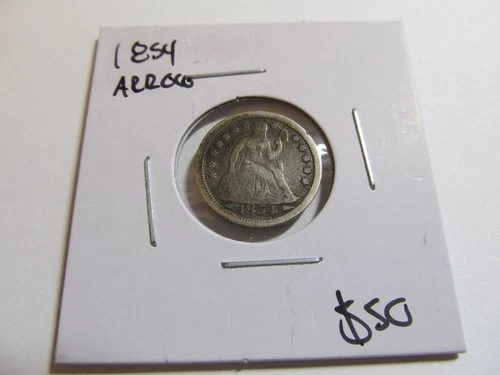 1854 Seated Liberty Silver Dime with Arrows~ Almost Full Liberty~ Nice Coin~