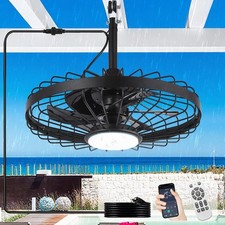 Depuley Outdoor Ceiling Fan with Light: 20" Outdoor Gazebo Hanging Fans with ...
