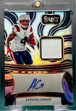 Antonio Gibson AUTO PATCH RARE HOLO REFRACTOR SPORTS CARD SSP /199 Patriots Mint