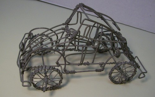 Vintage Wire Metal Car Art Figure Automobile Sculpture - Picture 5 of 12