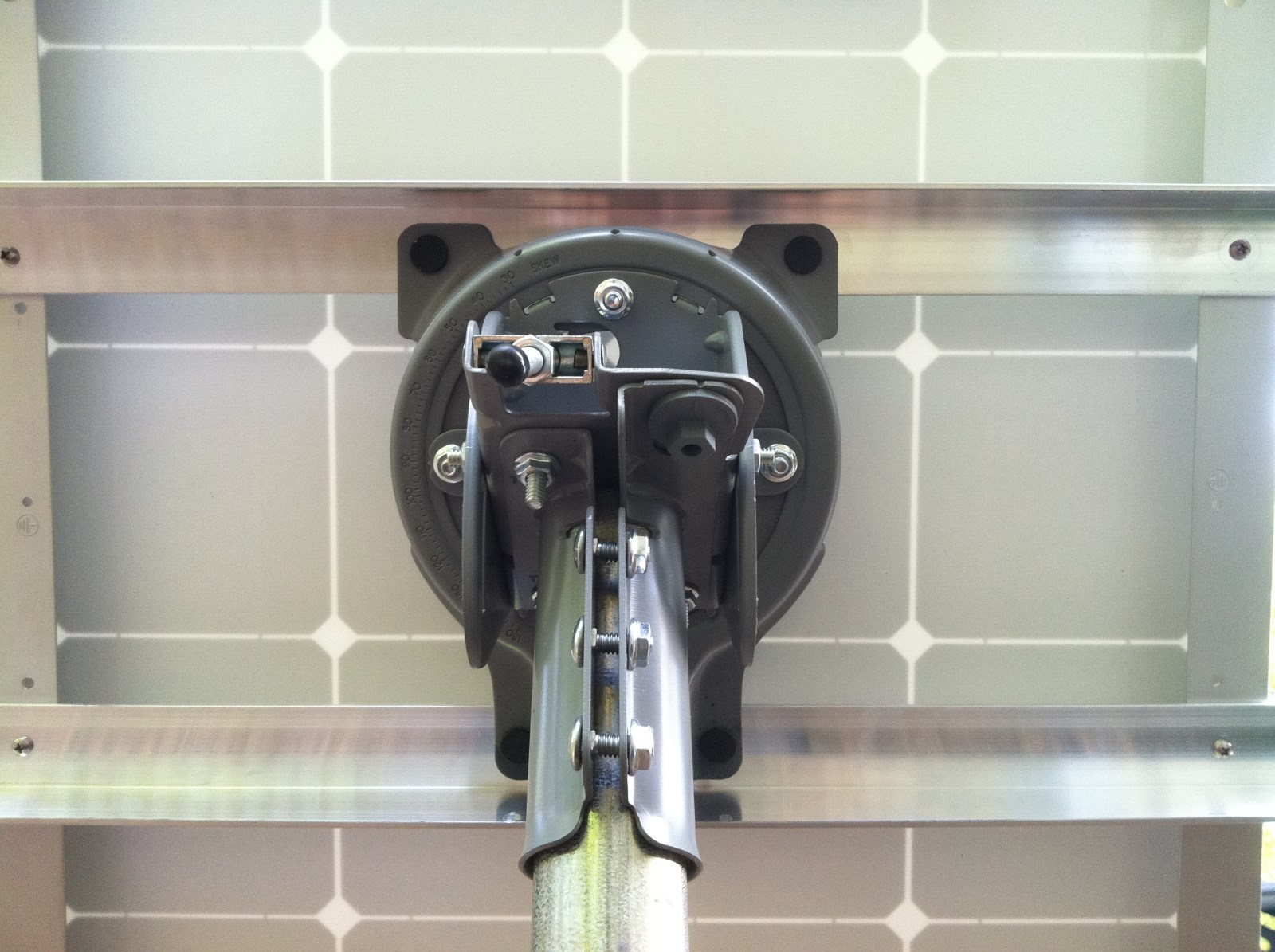 Universal solar panel pole mount kit for panel up to 54" wide or two 27" wide 