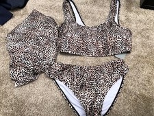 JL Women's Bikini 3 piece set Animal Print with wrap NWT