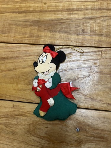 Vintage Minnie Maus mit Strumpf Disney Stoff Tuch Weihnachtsschmuck 5,5 Zoll