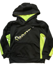 NIKE Kids Boys Hoodie Therma Fit Sweat Shirt Top Size 6 Gray Green Long Sleeve