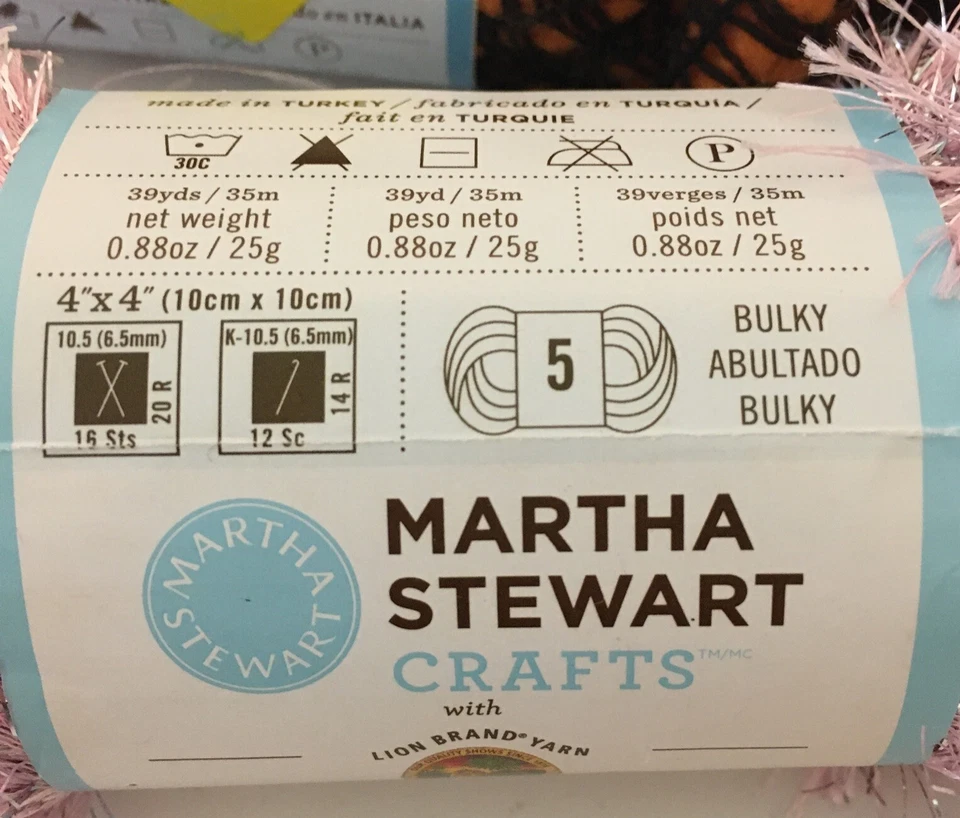 Lion Brand Mambo Yarn Super Bulky And Glitter Eyelash Martha Stewart Mix Lot - Image 4 of 4