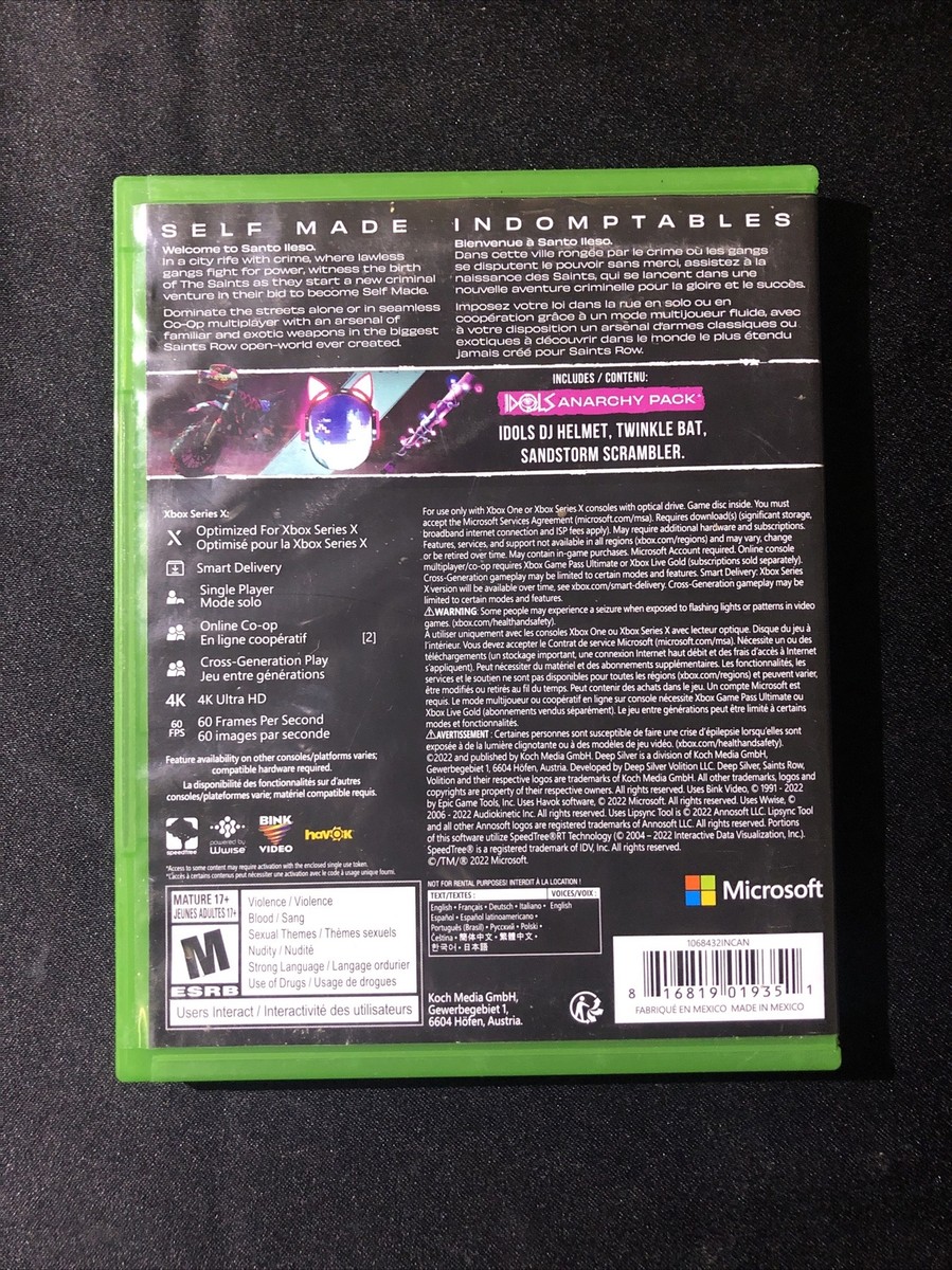 SAINTS ROW　FIRST EDITION PREMERA EDICION Microsoft Saints Row - Xbox One, Xbox Series X - Walmart.com