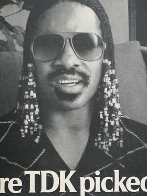 Stevie Wonder Vintage 1980 TDK Original Print Ad 8.5 x 11