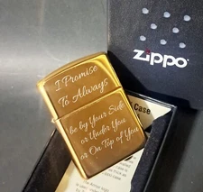 Custom Photo Engraved Armor High Polish Brass Zippo Lighter / Authentic and New