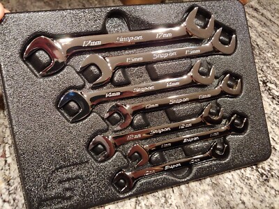 Snapon Tools 7 pc Metric 30°/ 60° Four-Way Angle Open-End Wrench Set (10-15 and