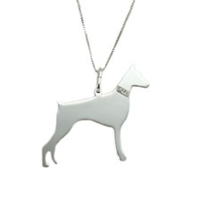 Necklace with DOBERMANN dog breed pendant silver FREE ENGRAVING