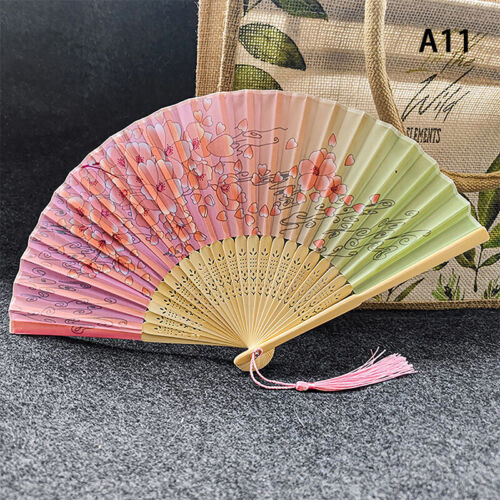 Vintage Style Silk Folding Fan Chinese Japanese Pattern Art Craft Gift Home _SE - Picture 23 of 32
