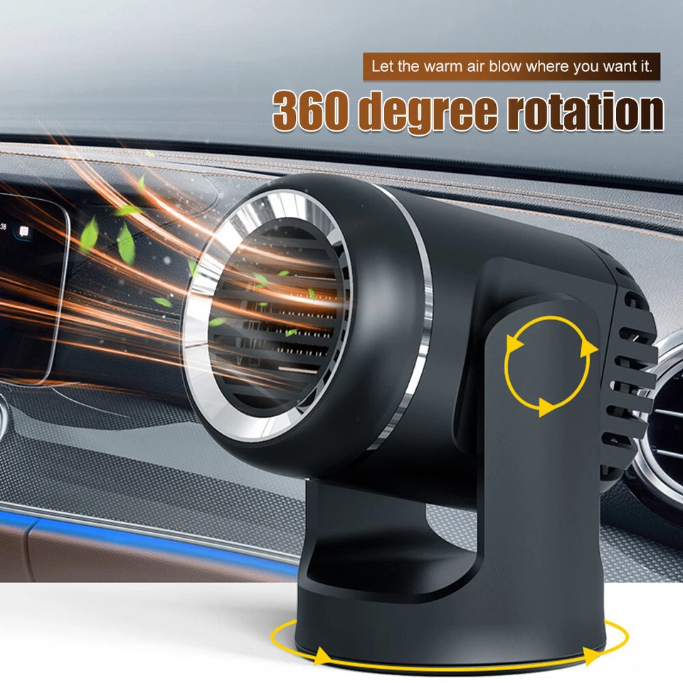 Car Heater Fan Flash Heating Defroster Defogger 360° Rotary 12V 150W Portable - Image 4 of 4