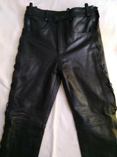 Lederjeans "Rad Masters",  Schnürjeans,  Gay, schwarz,  Gr. S/48, Büffelleder 