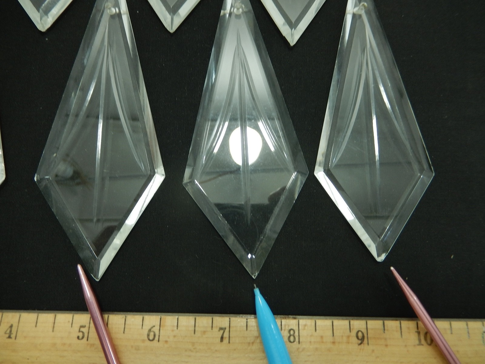 Set of 8 Large Vintage Elongated Diamond-Shaped Prisms. 123mm. Nice Set ...