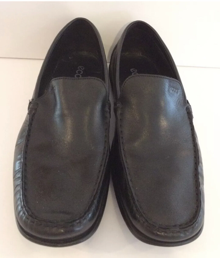 Ecco extra width loafers moccasins black 43 10 Ecco Leather Loafers Slip On Moccasin Extra Width Black 43  main image 2