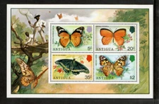 Antigua 1975 - Butterflies - Souvenir Stamp Sheet - Scott #393A - MNH