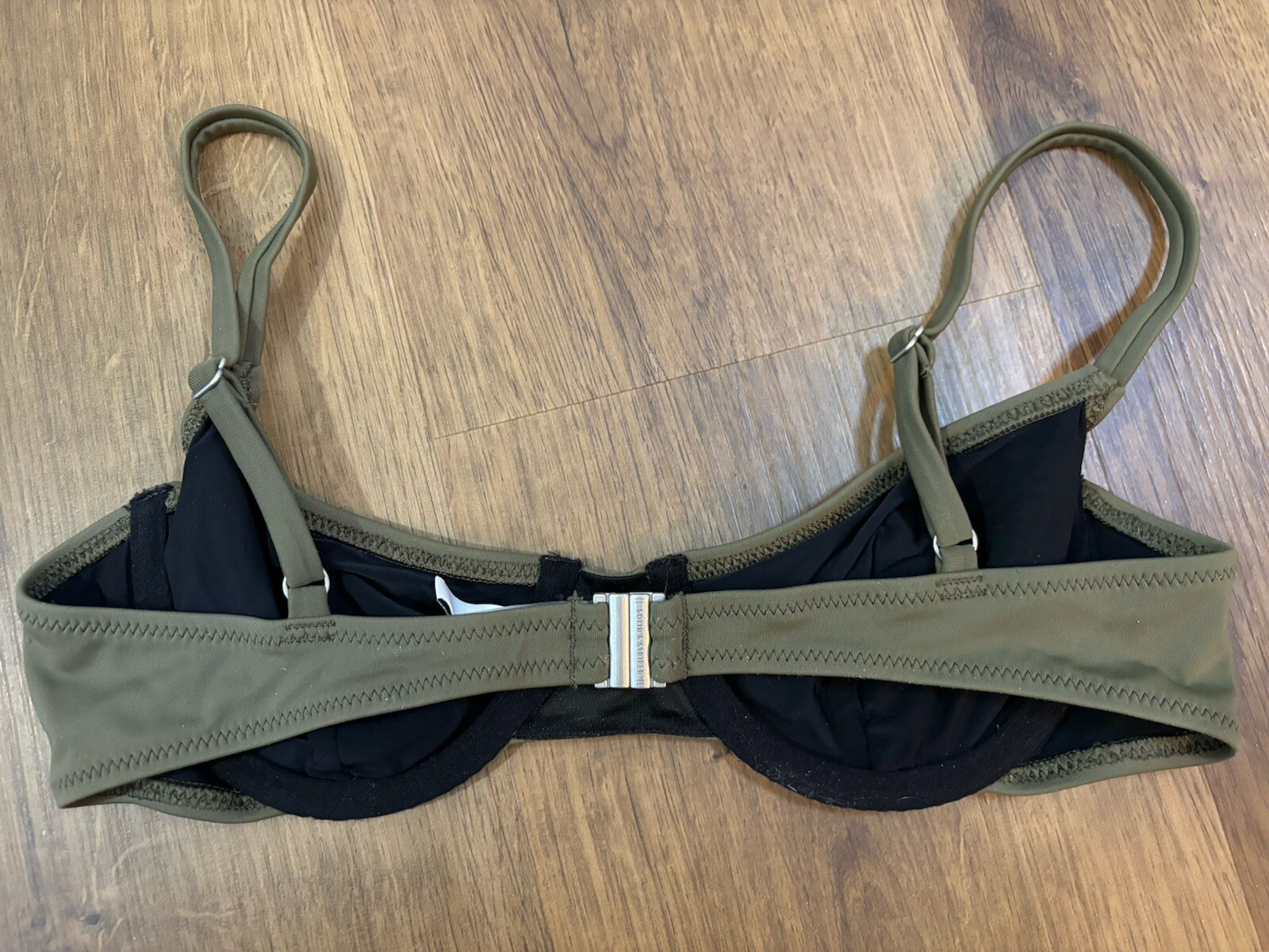 SOLID & STRIPED Army Green Underwire Bikini Top XS - image 3