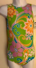 GK BRIGHT FLORAL PRINT CHILD X-SMALL GYMNASTICS DANCE SWIM TANK LEOTARD XS NWT 