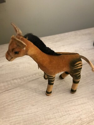 STEIFF Vintage OKAPI  w/ PAPER CHEST & YELLOW TAG EAR BUTTON