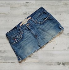 Abercrombie  Fitch Vintage 90s 00s Y2K Distressed Denim Micro Mini Skirt Sz 4