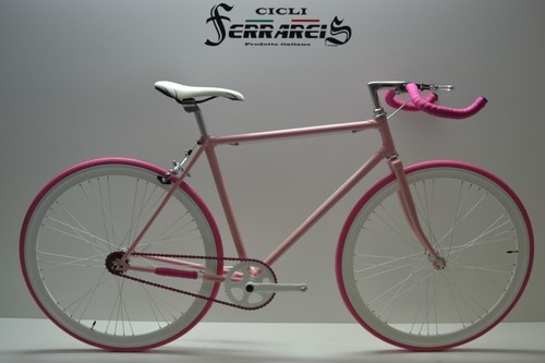 Fixed bike single speed bici scatto fisso 1v rosa e bianca personalizzabile  | eBay