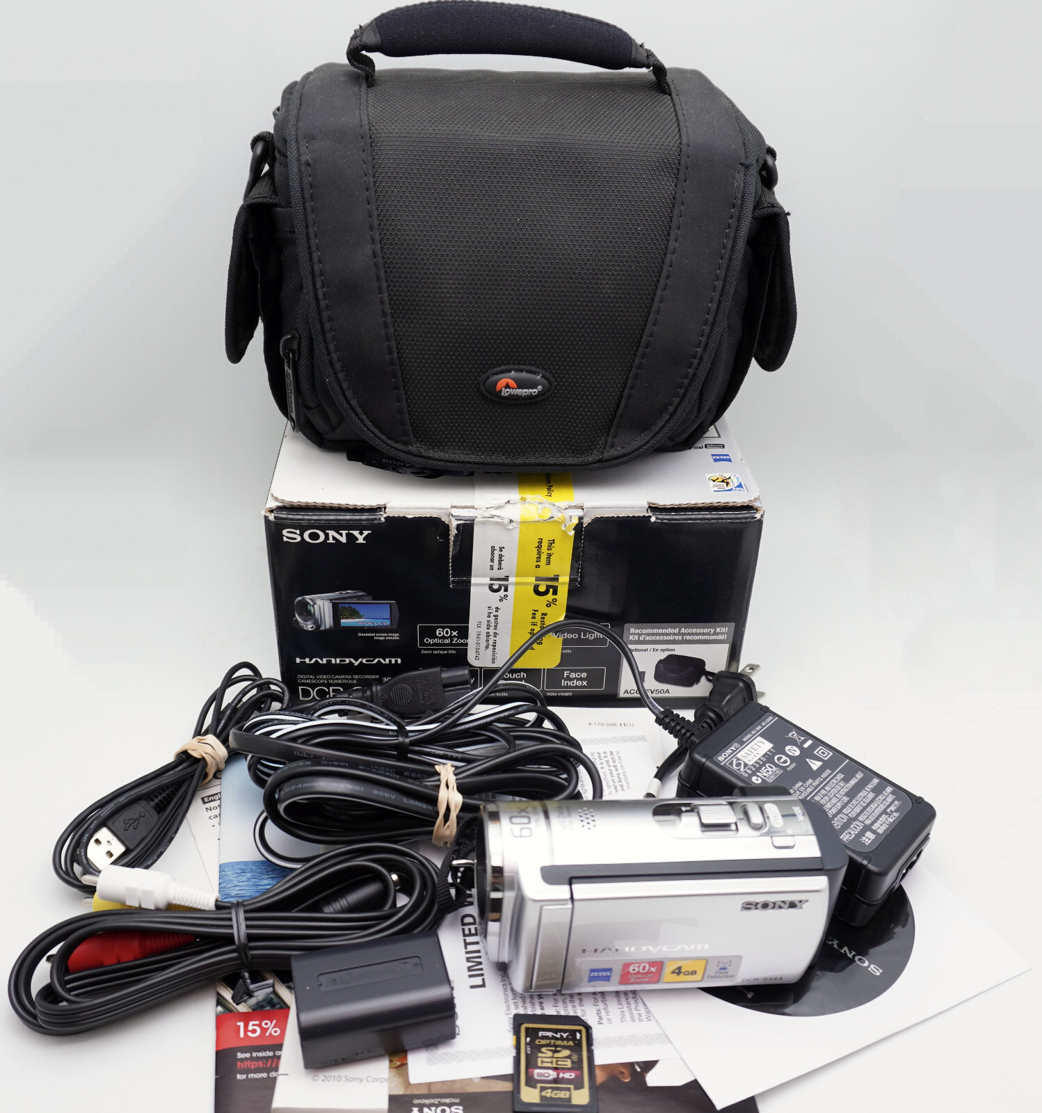 Sony HandyCam DCR-SX44 Video Camera Camcorder - Silver - Charger ...
