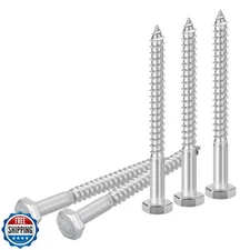 DTGN 1/4" x 3" Hex Lag Bolts - 10 Pack - for Woodworking, Furniture - 304 Sta