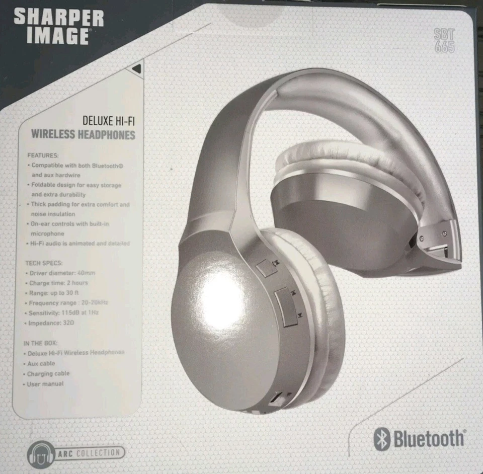 Sharper Image SBT665 Deluxe Hi-Fi Wireless Headphones NIB - Image 2 of 4