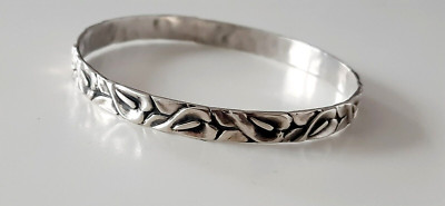 DANECRAFT ° SILBER DESIGN ARMREIF ° 925 / ooo ° Meistermarke ° Blattdekor °