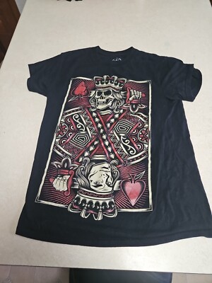 D.O.M Undead Reaper King of Spades Playing Cards Skull Black S Graphic T-Shirt