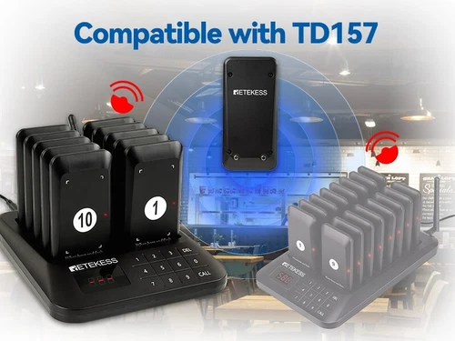 Retekess TD157 vibrierendes Pager-System, Summer für Restaurant, 984 Fuß große Reichweite, - Bild 12 von 12