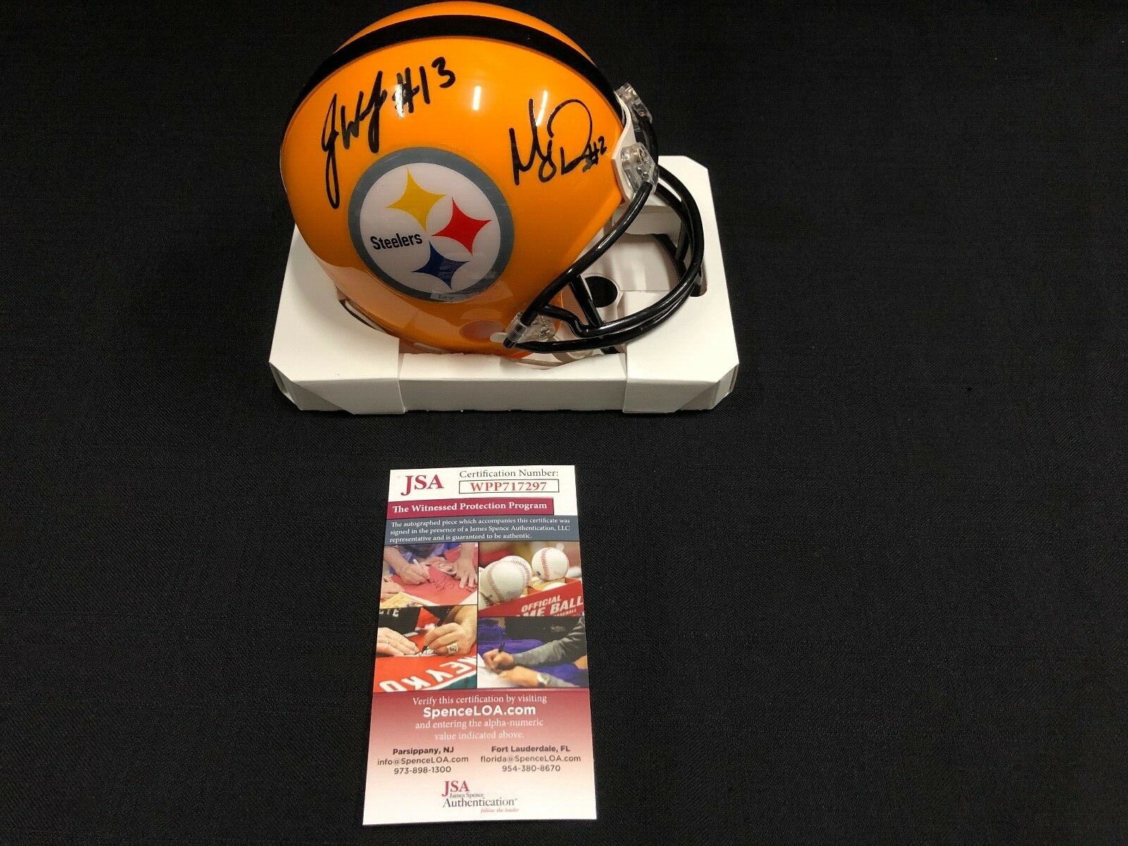 Mason Rudolph / James Washington Autographed Signed Pittsburgh Steelers MASON RUDOLPH & JAMES WASHINGTON MINI HELMET JSA 