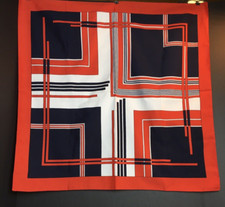 Vintage St Michael Red White Blue Geometric 26 X 26 Square Polyester Scarf Italy