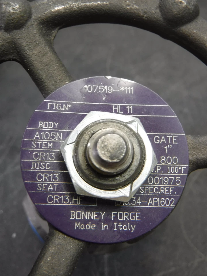 New Bonney Forge 107519-111 Fig HL 11 1" Class 800 Gate Valve K2 - Image 3 of 4