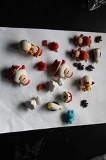 Japanese Iwako Eraser Santa Claus Christmas Snowman Buildable Lot Parts Pieces