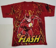The Flash All Over Print T-Shirt DC Comics Red Short Sleeve Boys XL 14/16