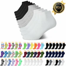 6-12 Pairs Womens Quarter Ankle Socks Multi Color Cotton Sports Casual Size 9-11