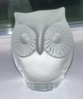 Vintage Fenton Owl - Frosted Clear Glass - Paperweight Figurine  Sticker