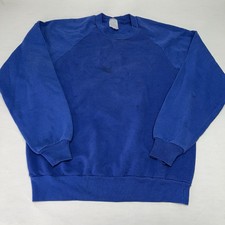 Vintage 80s/90s JERZEES Blue Blank Sweatshirt Made In USA - Size Large