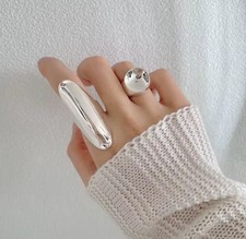 TRENDY 925 Sterling Silver OVAL ADJUSTABLE Ring Statement Ring Women Gift