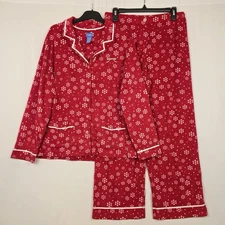 Simply Vera Vera Wang Snowflake Pajama Set Red Fleece Women’s L