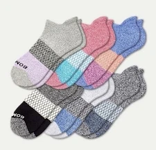 6 Pair Bombas Women's Adults Tri-Block Marl Ankle Sock 6 Color Select Size M US