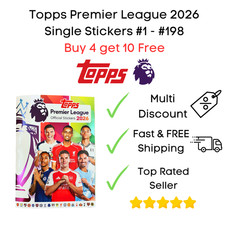 Topps Premier League 2026 Football Stickers #1 - #198 Buy 4 get 10 Free