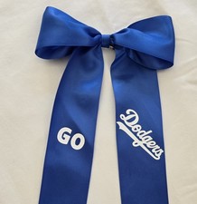 Los Angeles Dodgers Hair Bow 6" X 10" Royal Blue Satin Ribbon Clip Made In USA