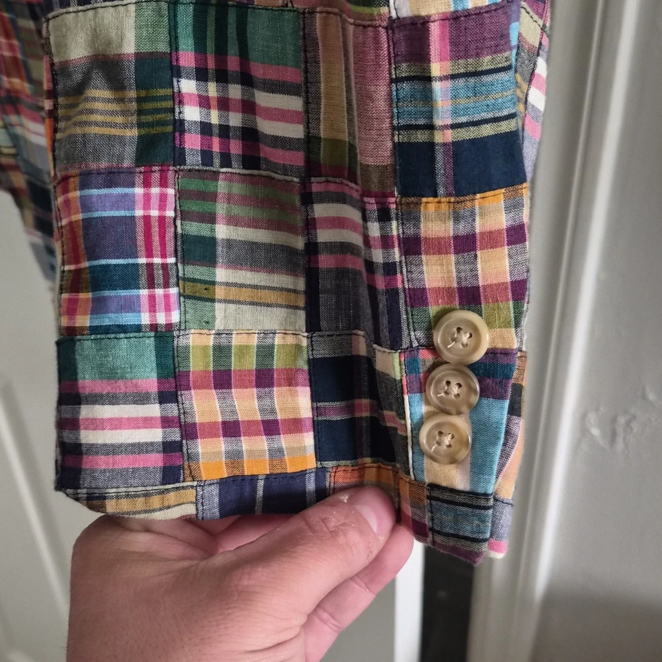 ABRIGO DEPORTIVO BLAZER ALAN FLUSSER Madras Cuadros Algodón Retazos 44L Multicolor Foto 3 de 4