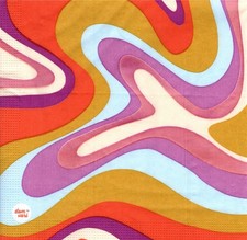  2 Two Paper Lunch Napkins for Decoupage/Mixed Media - Raving wavy colorful